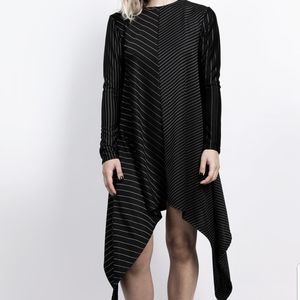 Disturbia long sleeve black and pin stripe dress